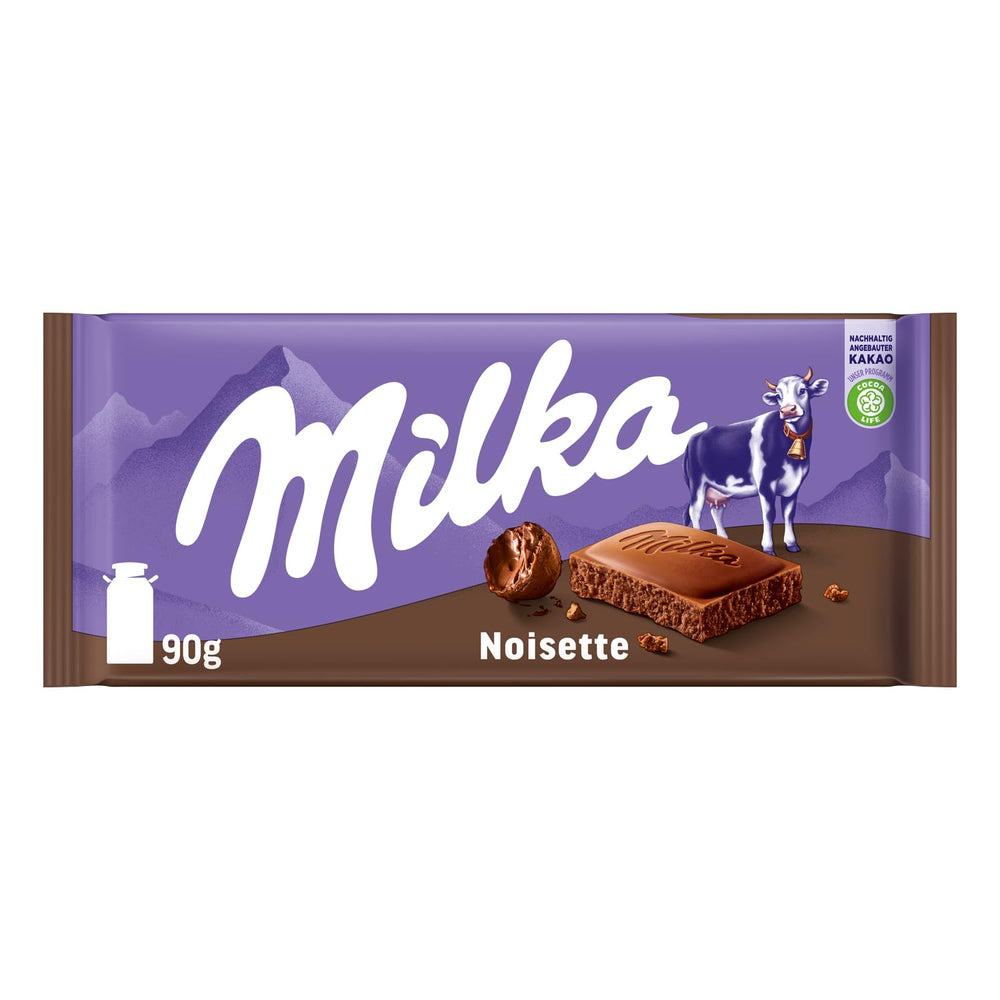 Milka Noisette – Alpenmilchschokolade mit zart-cremiger Haselnussfüllung – 25 x 90g