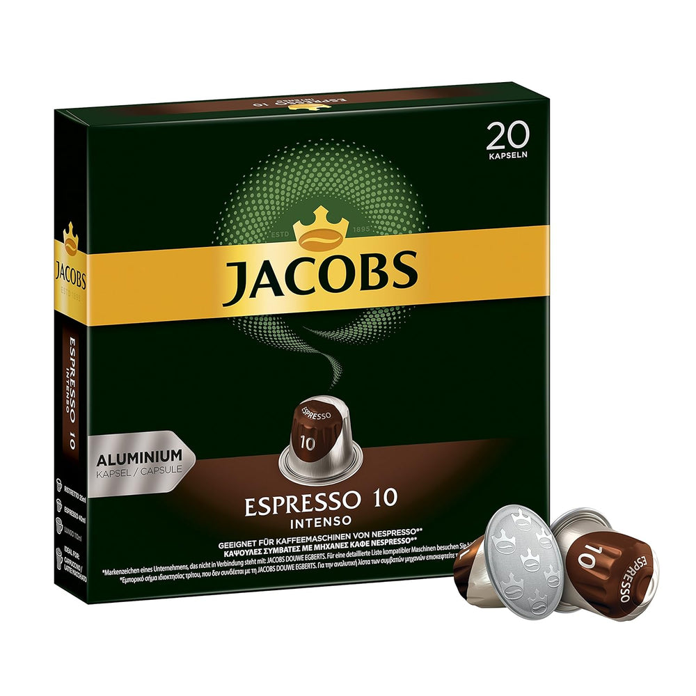 Jacobs Kaffeekapseln Guten Morgen XL Intense - 10er Pack (10 x 20 Getränke) & Kaffeekapseln Espresso Intenso, Intensität 10 von 12, 200 Nespresso®* kompatible Kapseln, 10 x 20 Getränke