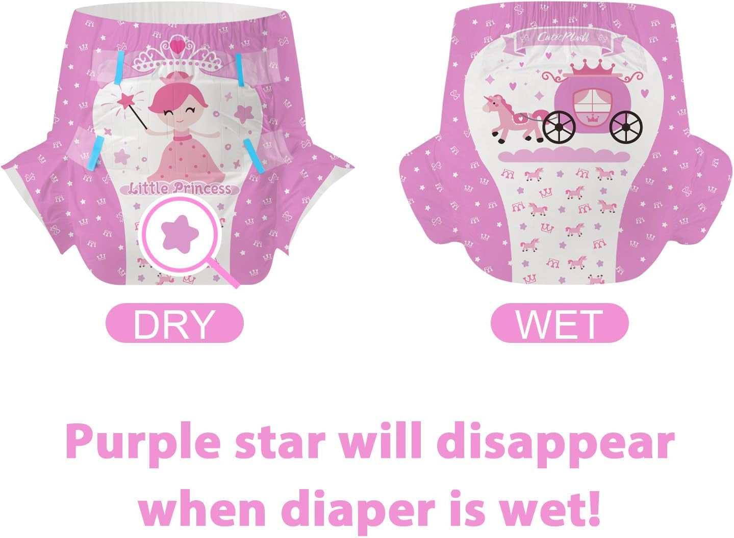 CutiePlusU Erwachsenenwindeln, 10 Stück, Einweg-Inkontinenzhöschen mit Laken für Damen und Herren, maximale Saugfähigkeit über Nacht – Kleine Prinzessin (große Größe 94–119 cm)