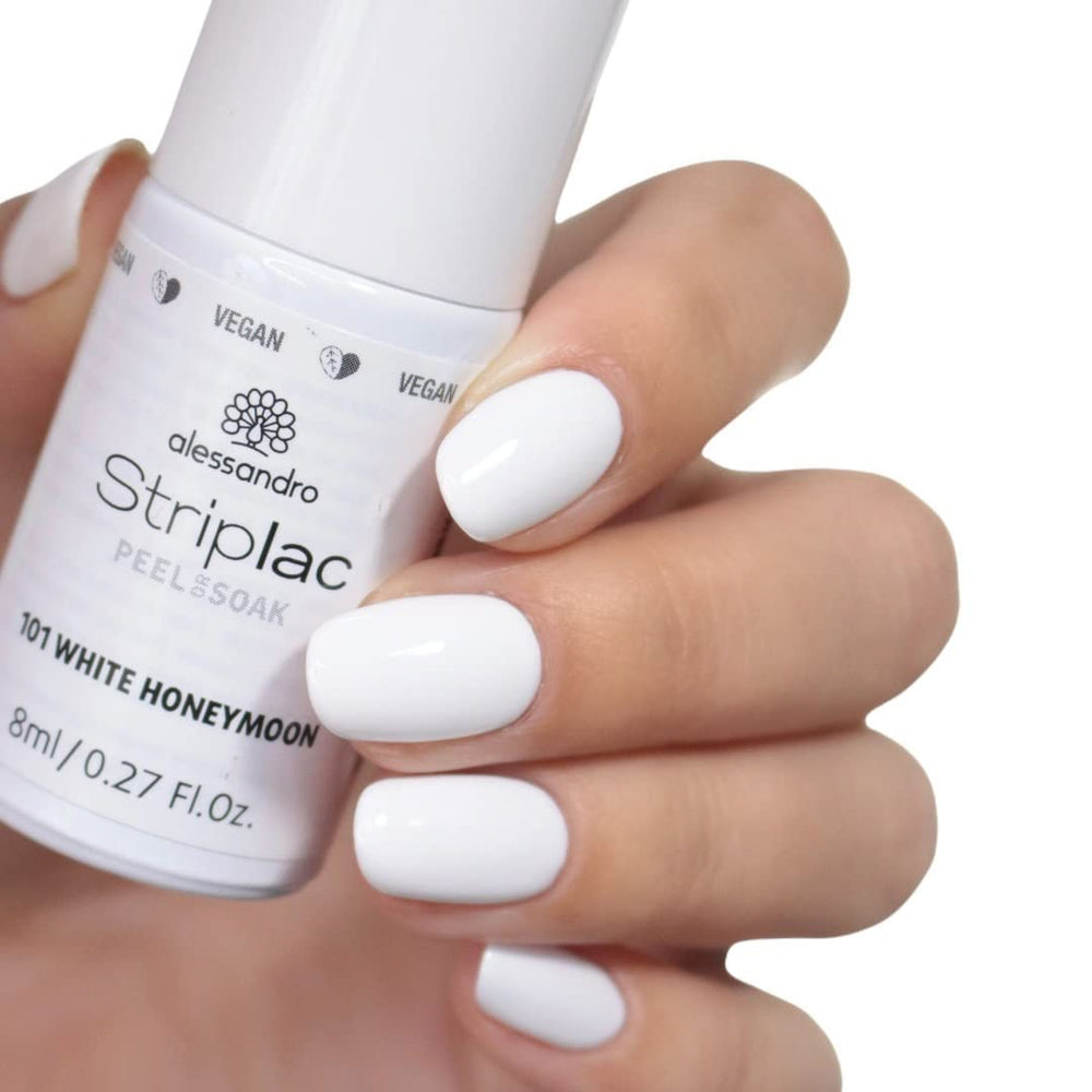 Alessandro Striplac White Honeymoon UV-Nagellack – Zart und langlebig – Einfache Entfernung dank der Entfernungstechnologie – Vegan und tierversuchsfrei – 8 ml