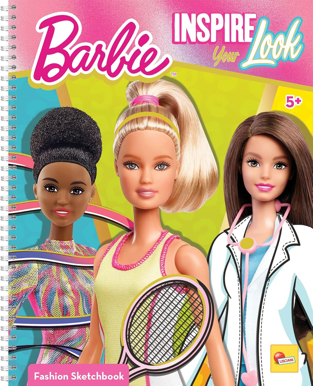 Lisciani – BARBIE – Skizzenbuch Set Wir Glänzen – Modestudio – Models zum Anziehen – Kreatives Spiel – Supermodische Kleidung – Farbmarker – Für Mädchen ab 4 Jahren