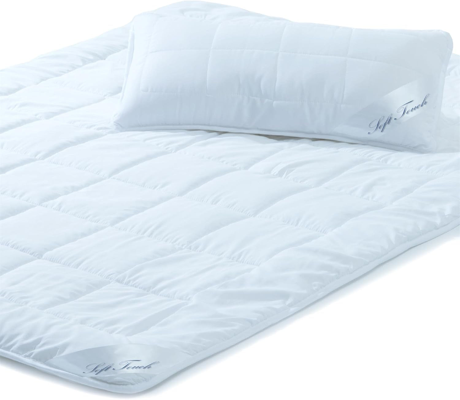 Aqua-Textil Soft-Touch-Set für Kinder, Bettdecke 100 x 135 cm, 250 g und 350 g, mit Kissen 40 x 60 cm, 150 g, Bettdecke für 4 Jahreszeiten, Klimakontrolle, Öko-Tex, Bettdecken und Steppdecken von Naty Shop, 155 x 220 cm + 1 x 40 x 80 cm, Set für das ganze Jahr