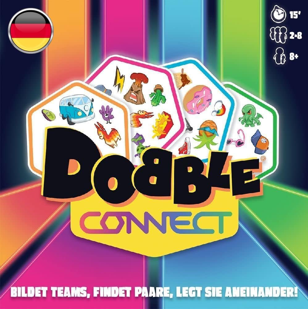 Dobble Bundesliga, Familienspiel, Kartenspiel, 2-8 Spieler, ab 6 Jahren, 15 Minuten, deutsch