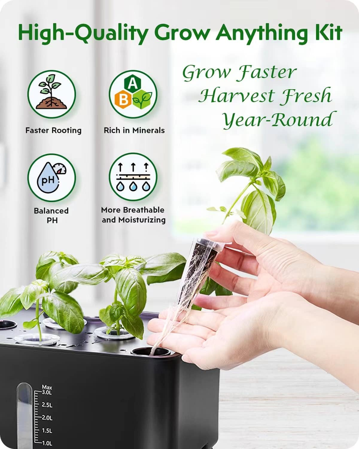 Set de capsule hidroponice cu 166 de piese: kituri Grow Anything pentru plante – inclusiv bureți de creștere, cupole de creștere, etichete pentru hrana pentru plante A&B – accesorii hidroponice pentru majoritatea