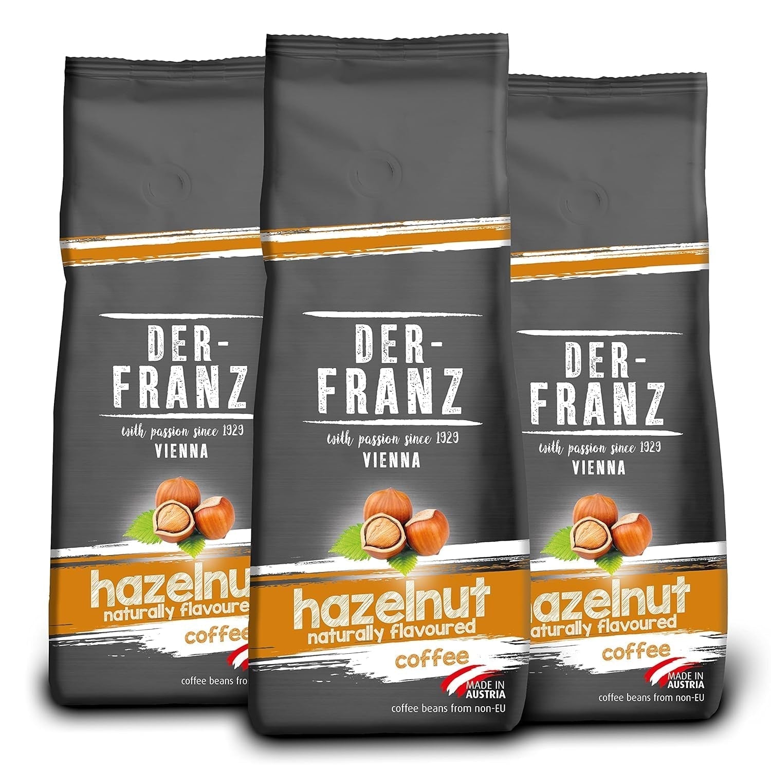 Cafea Der-Franz, boabe de cafea Arabica și Robusta Cafea Naty Shop 3 x 500 grame Alune