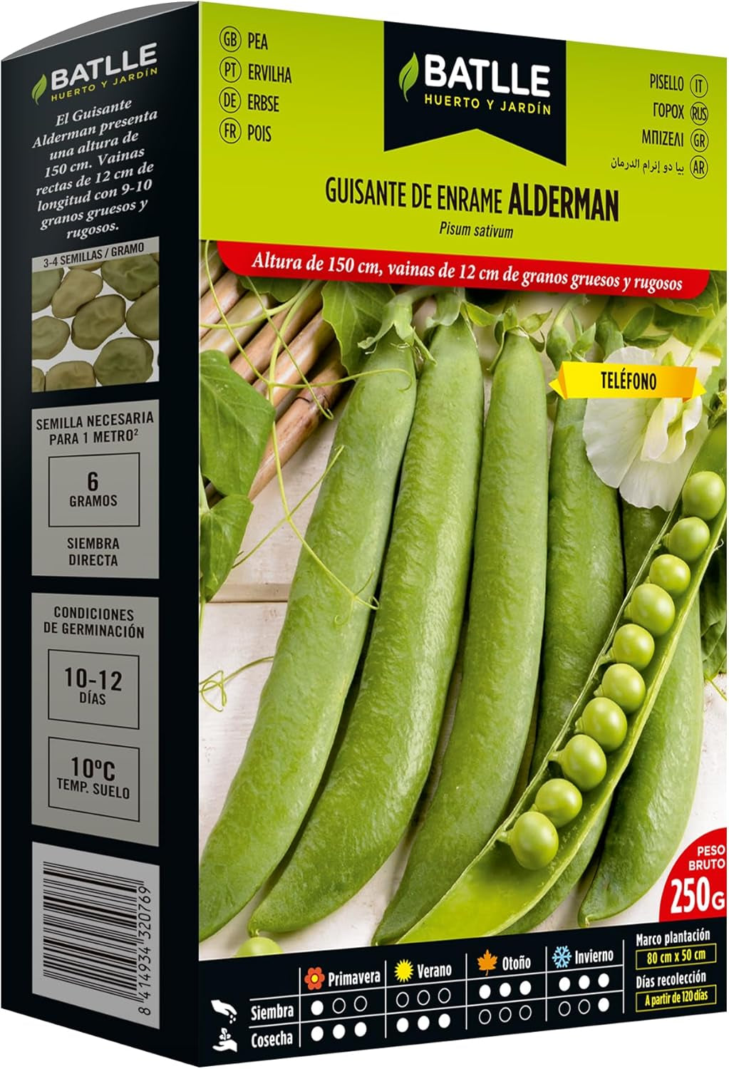 Erbsensamen Stangenerbse Alderman 250 Gramos