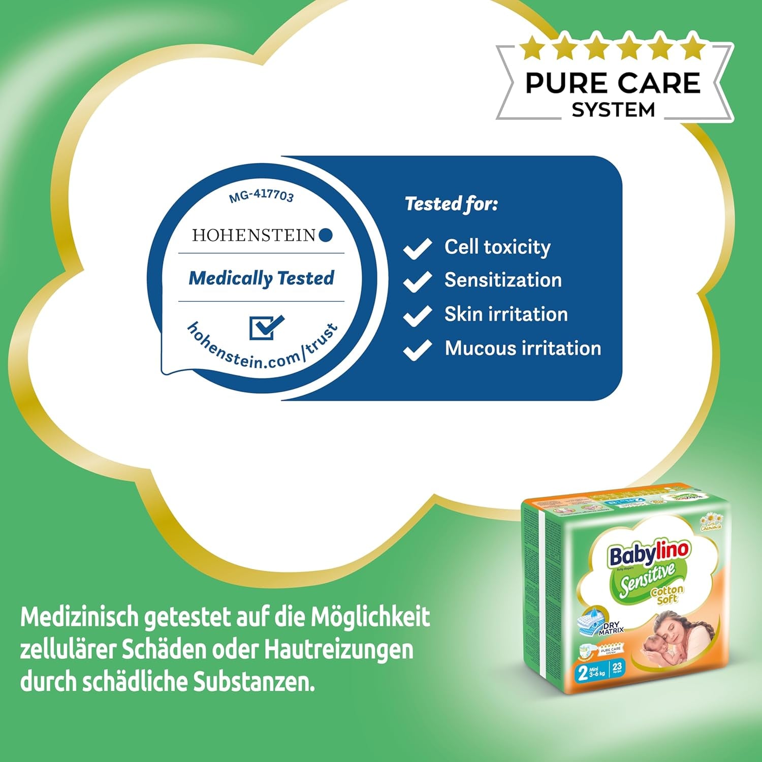 Windeln für empfindliche Babys, Größe 2, Mini (3-6 kg), 192 Windeln