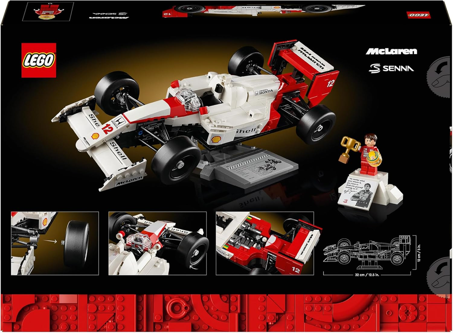 LEGO Icons Mclaren MP4/4 & Ayrton Senna Modellauto-Set, F1-Rennwagen-Set für Erwachsene mit Racer-Minifigur, Sammlerstück, Geschenkidee für Männer, Frauen, Sie und Ihn 10330 Bausets Besuchen Sie den LEGO-Store