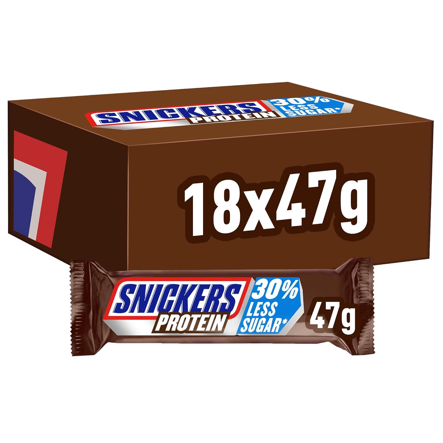 Snickers Chocolate Protein Bars – Reichhaltiger Geschmack mit Karamell, Haselnüssen und Nougat, Großpackung 18 x 47 g