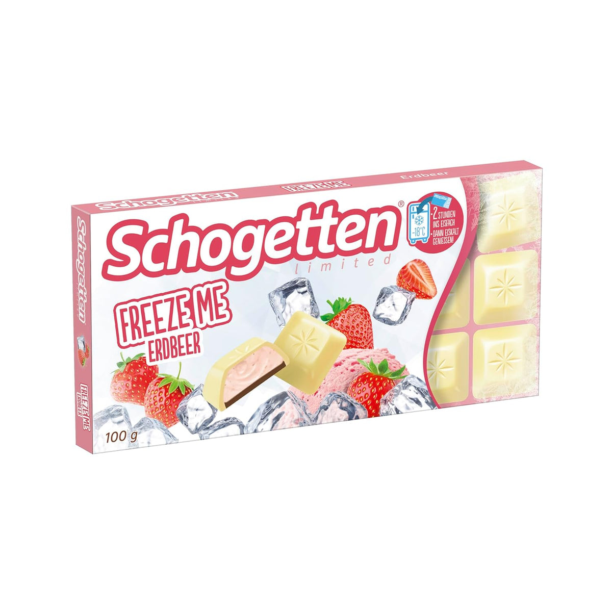 Schogetten Freeze Me Strawberry Limited Edition – Kaltes Schokoladeneis mit intensivem Erdbeergeschmack
