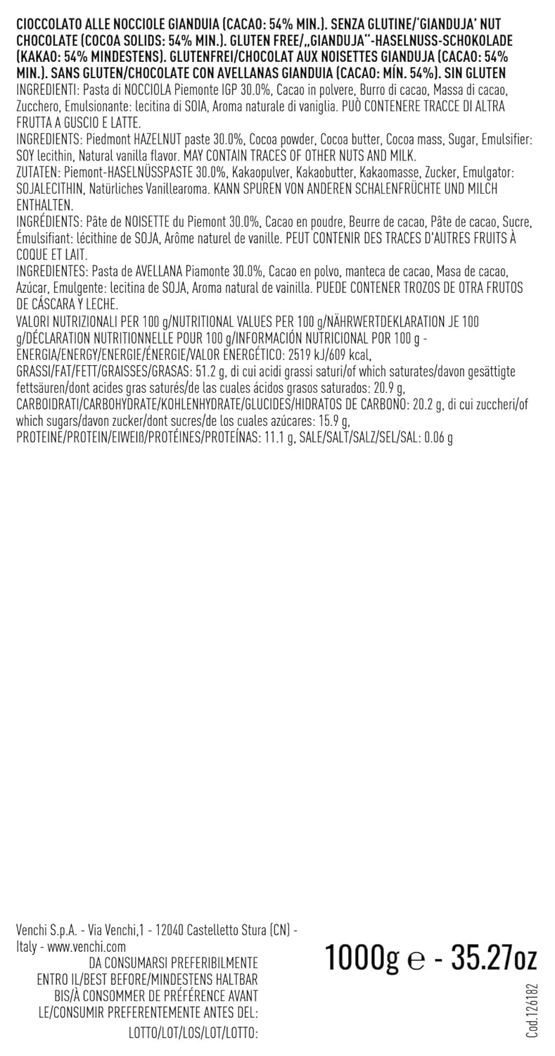 Venchi Gianduiotti Extra Black 1 kg – piemontesische Schokolade mit 75 Prozent Kakao und Haselnusspaste g.g.A., vegan, glutenfrei