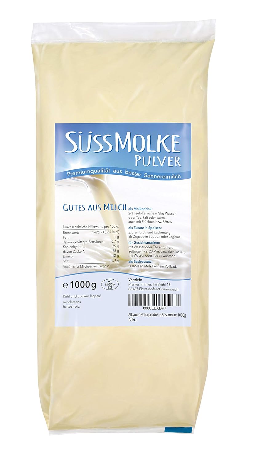Allgauer Naturprodukte Süßmolkenpulver 1000 g – vielseitig einsetzbar für Getränke