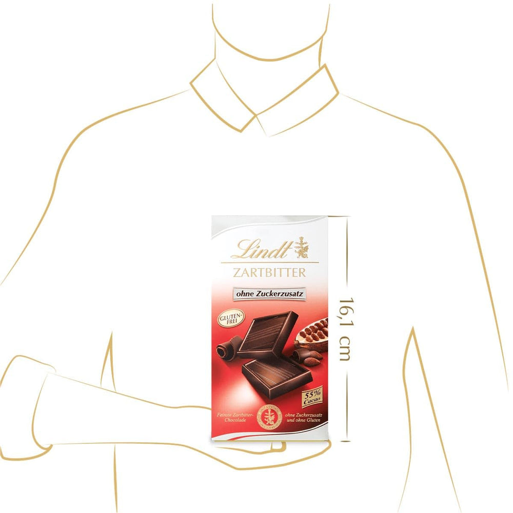 Ciocolată neagră fără zahăr adăugat | Tabletă 100g | Cea mai fină cu 55% cacao, fără gluten | Tabletă de ciocolată | Set cadou de ciocolată (pachet de 4)