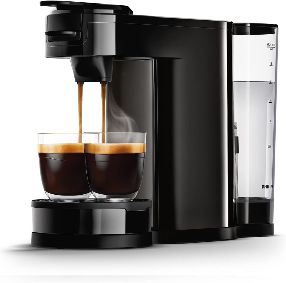 Espressor cu filtru și pad PHILIPS Senseo Switch, tehnologie de preparare 2 în 1, rezervor de apă de 1 litru, 7 căni într-o singură preparare, negru piano (HD6592/64)