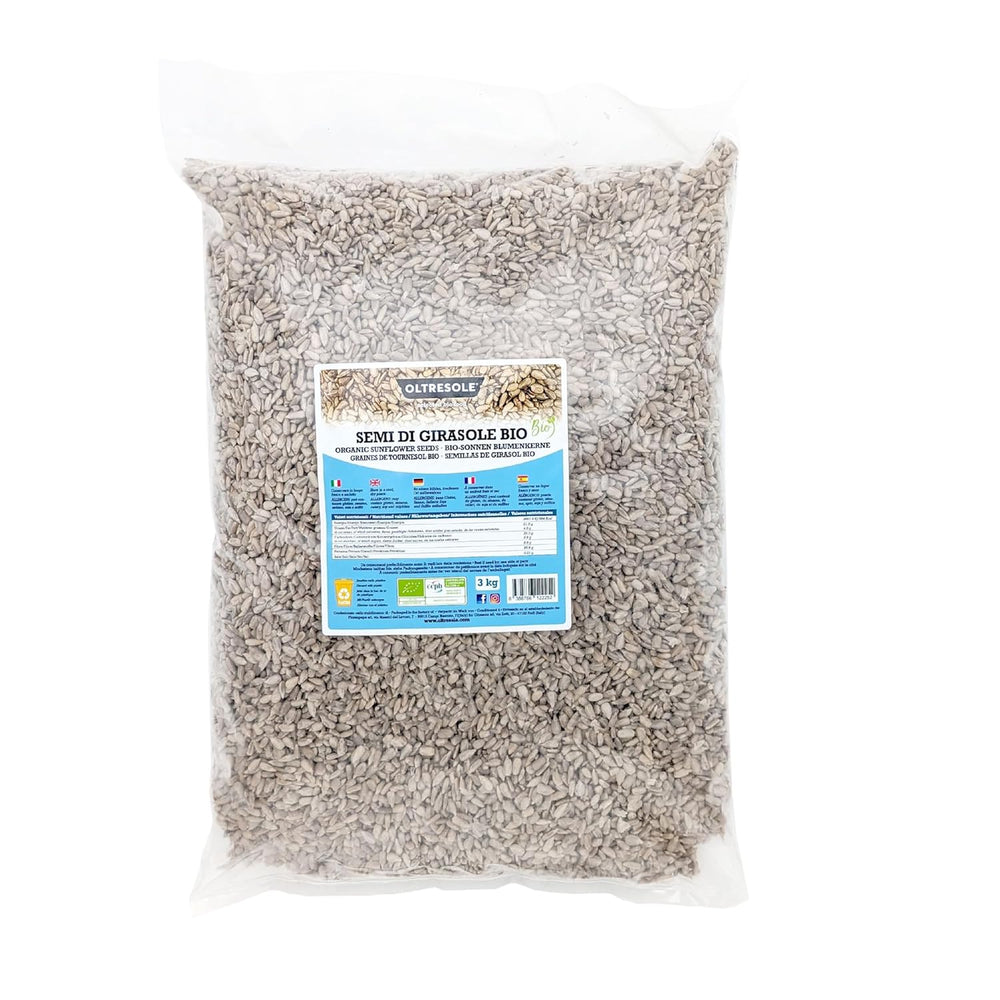 Bio-Sonnenblumenkerne 3 kg, rohe, geschälte, ungeröstete und ungesalzene Bio-Sonnenblumenkerne, reich an Ballaststoffen und Nährstoffen, ideal als Snack und für Rezepte