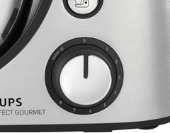 Krups KA631D Master Perfect Gourmet Küchenmaschine | 1100 Watt | 8 Geschwindigkeiten | 4,6-Liter-Edelstahlschüssel | 5 Zubehörteile: Backset, flexible Schüssel, Schneideeinheit | Mutter und Kind aus gebürstetem Edelstahl Naty Shop