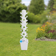 Hydrokultursystem, Hydrokulturturm, Indoor-Kräutergarten, Hydrokultur-Anbausystem mit 45 Pflanzplätzen, Wasserpumpe, Wassertank 20 l, vertikal, für Blumen und Gemüse