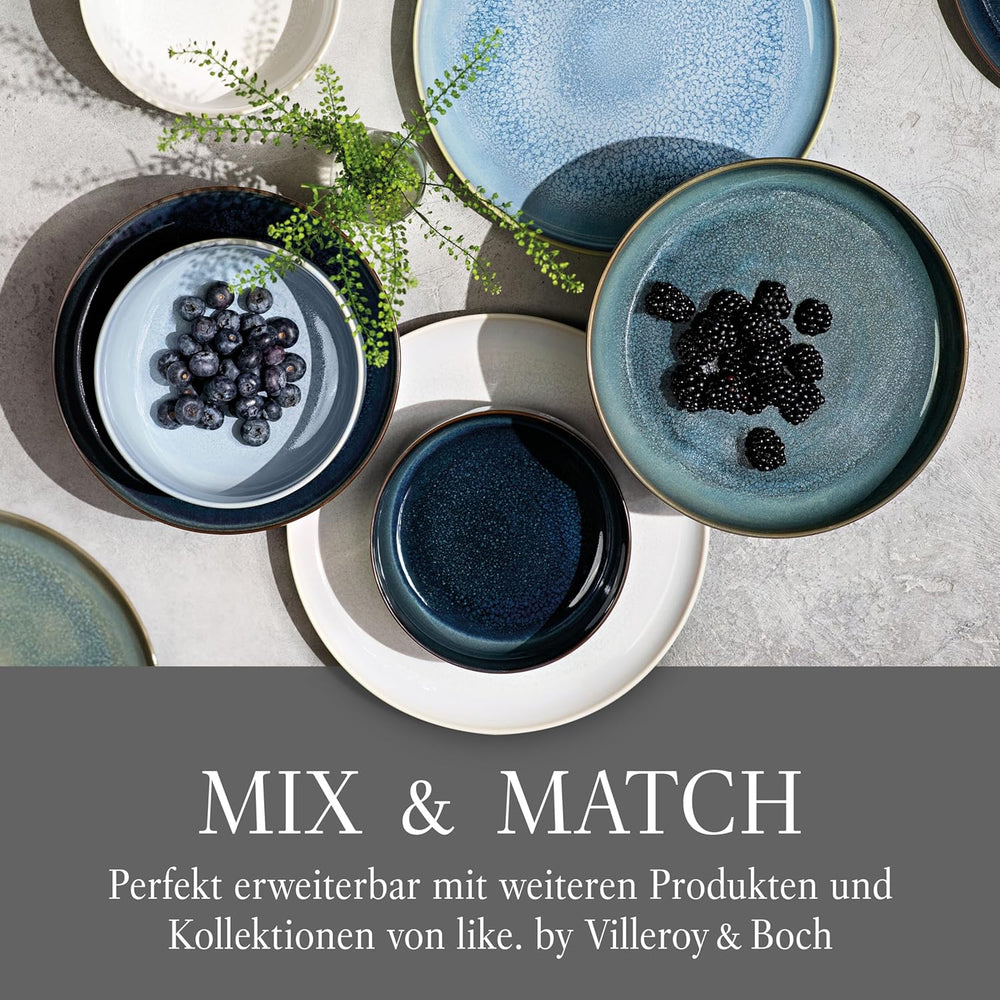 like. by Villeroy & Boch – Crafted Cotton Dinner-Set 4 teilig Weiß, Spülmaschinenfest, Mikrowellensicher, Geschirrset, Tafelservice Modern, Speiseteller, Tiefe Teller, Pottery-Look, Premium Porzellan