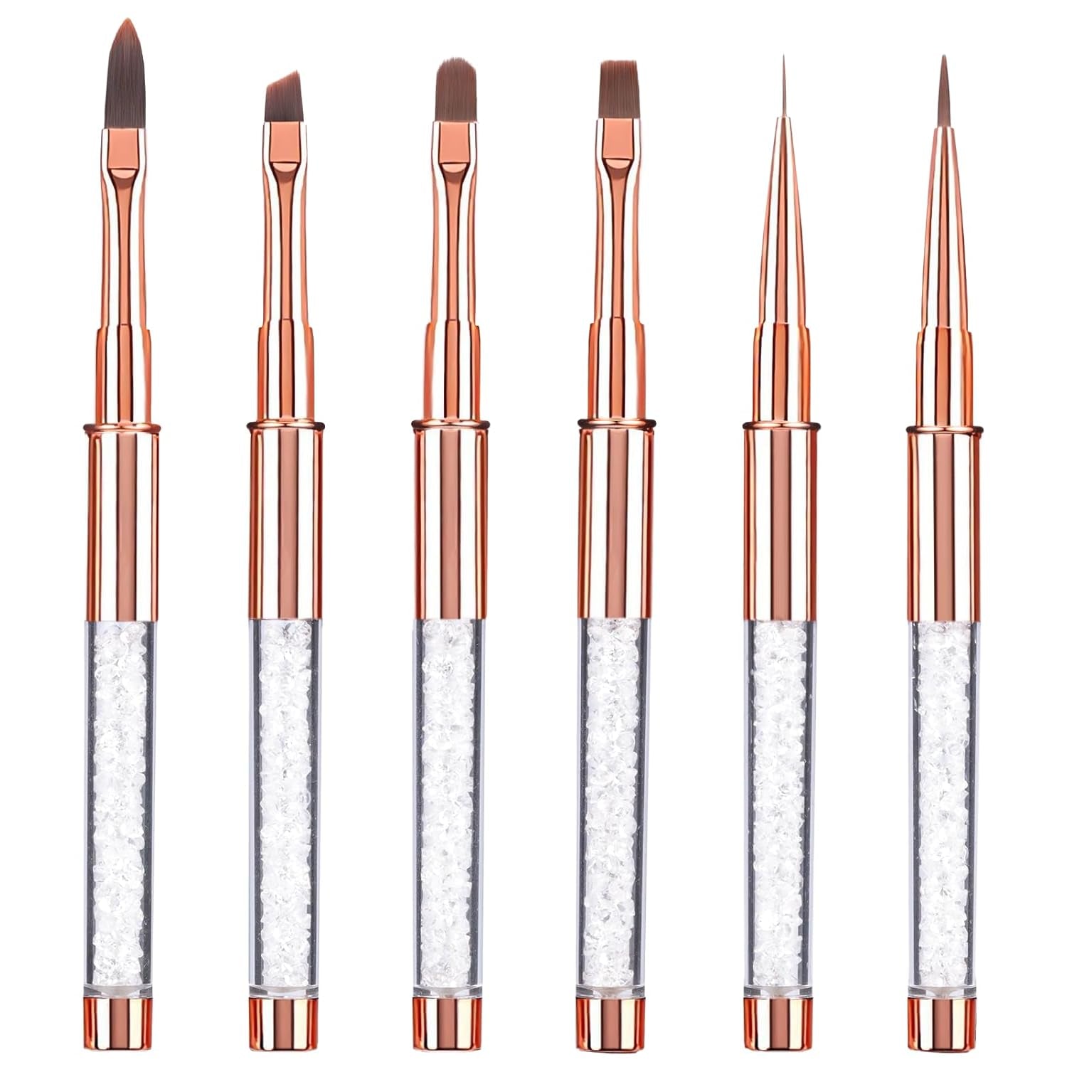 6 bucăți de pensule de unghii cu capac pentru unghii, gel UV, acrilic, pensulă de unghii, pensulă pentru gel de unghii, set de pensule parțiale pentru arta unghiilor