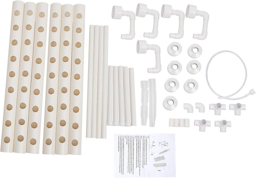 1-lagiges Hydrokultur-Anbauset mit 54 Pflanzgefäßen, erdlose PVC-Pflanzenanbausysteme mit Wasserpumpe, Hydrokultur-Anbausets für den Anbau von Gemüse und Obst auf Balkonen, Gärten, Terrassen und Hinterhöfen