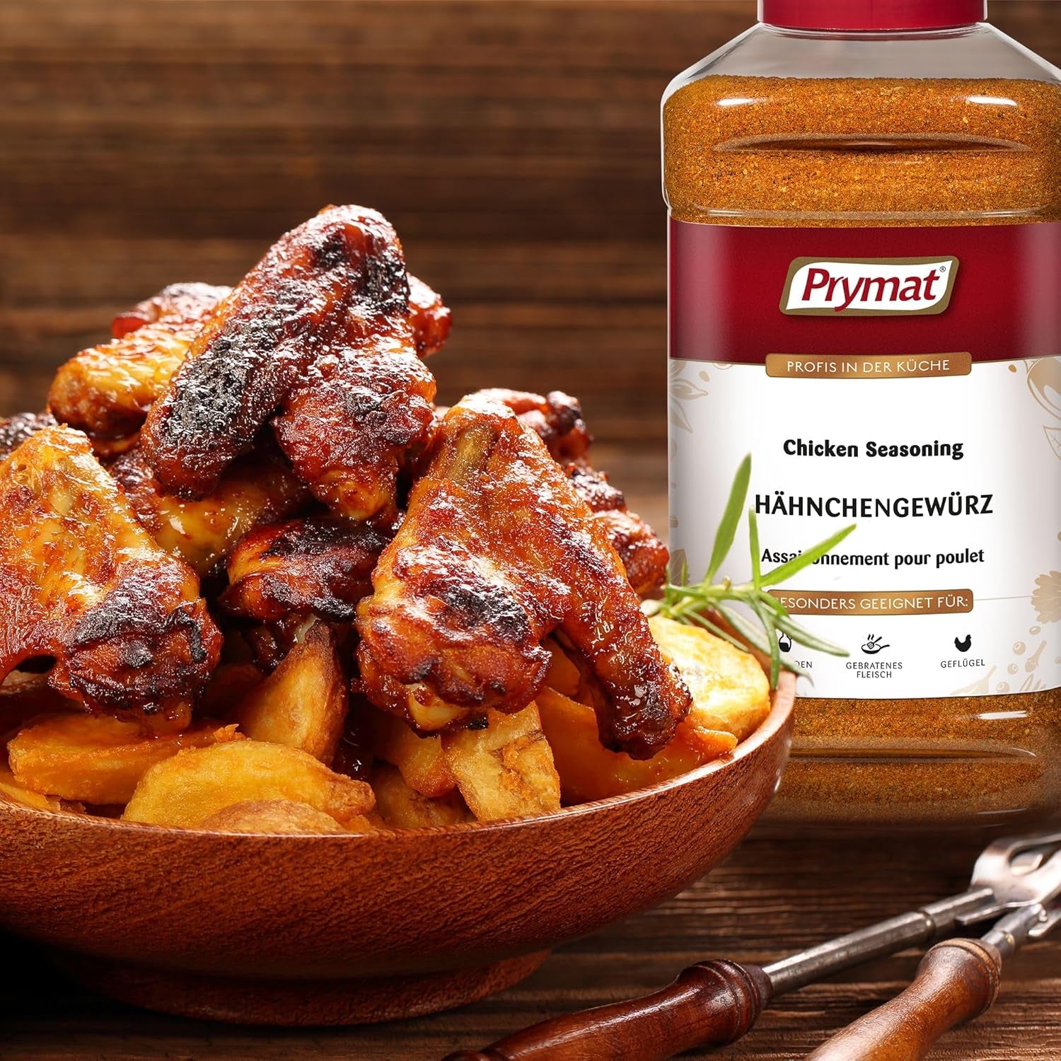 Prymat Hähnchengewürz 1100g, Gewürzmischung für Hähnchen, Truthahn, Ente, Gans, Grillgewürze, Marinade für Fleisch im Streuer