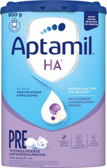 Aptamil HA PRE – Anfangsmilch von Geburt an, Mit DHA, Nur Lactose, Ohne Palmöl, Babynahrung, Milchpulver, 1x 800 g
