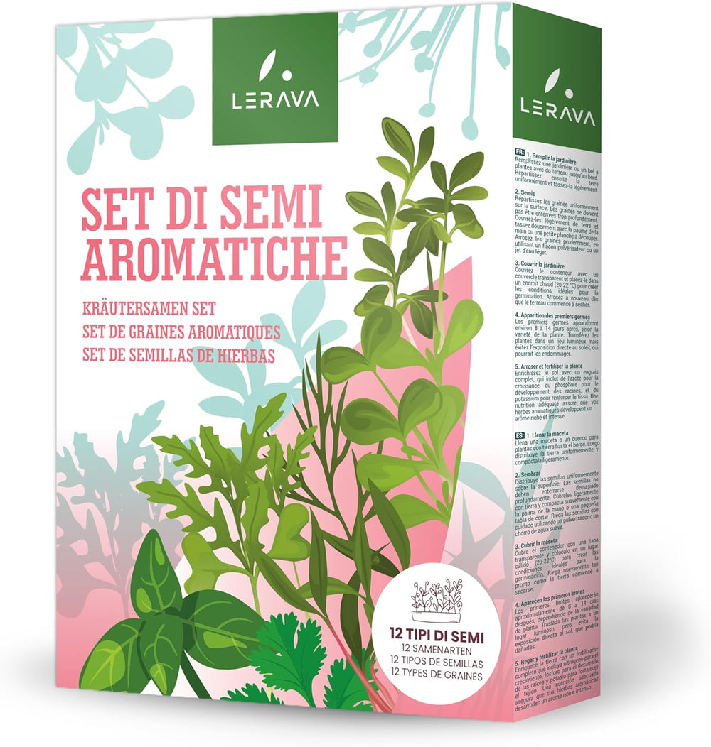 LERAVA Kräutersamen Set – 12 Sorten: Basilikum Samen, Parsilie Samen, Koriander, Oregano & mehr – Saatgut für frische Kräuter im Garten oder Topf, Premium Samen für Küche & Balkon – Samenset, Samen