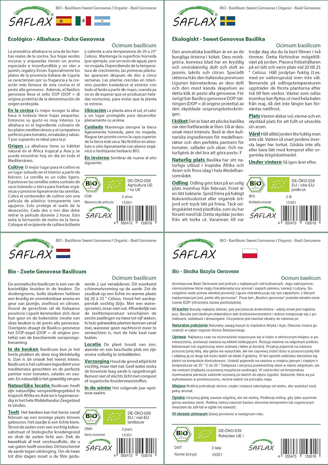 SAFLAX - Geschenk Set - BIO - Basilikum Sweet Genovese - 800 Samen - Mit Geschenk- / Versandbox, Versandaufkleber, Geschenkkarte Und Anzuchtsubstrat - Ocimum Basilicum