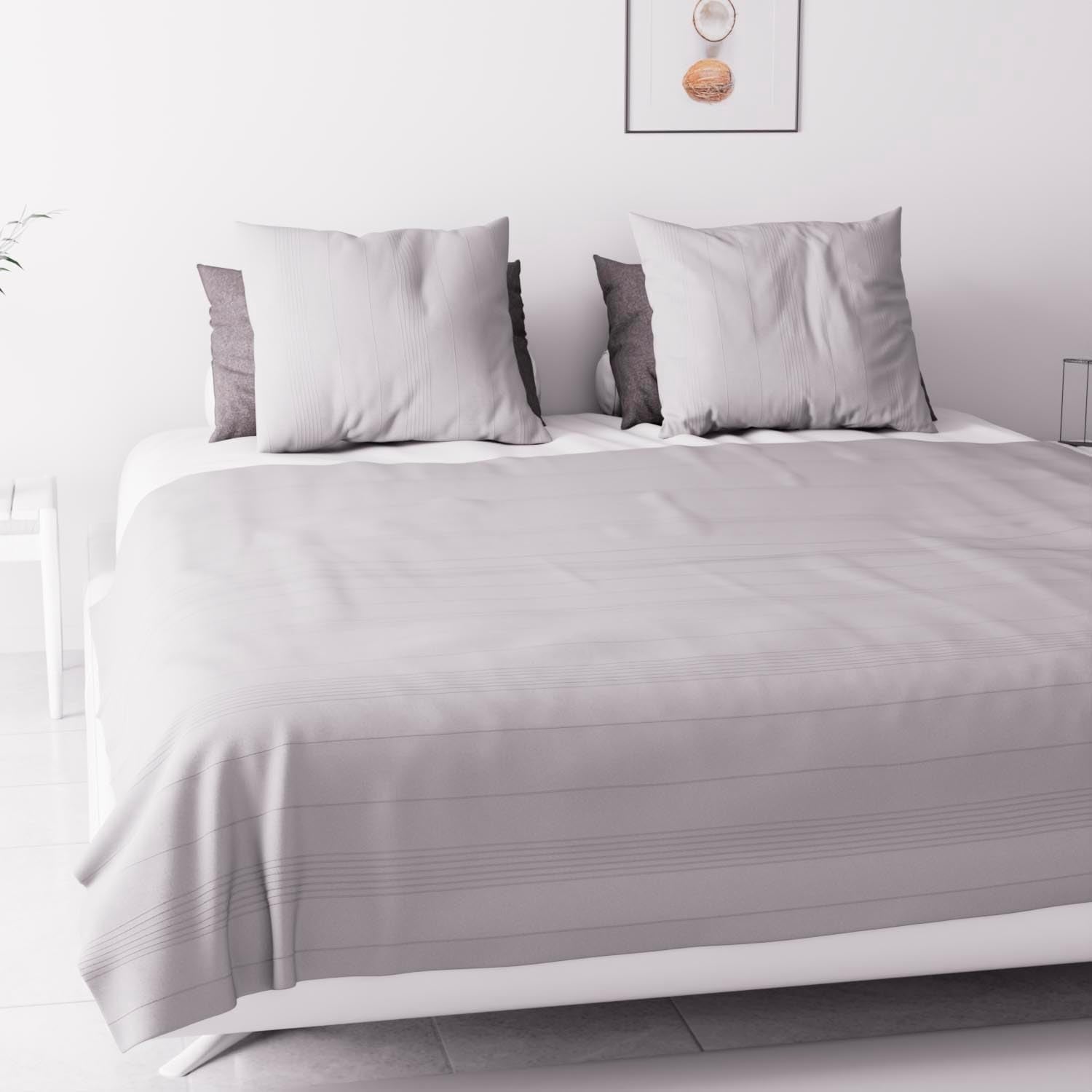 Soleil D'Ocre Adele, Zickzack-Bezug, vom Sofa geworfen, Polycoton, Grau, 220 x 240 cm Bettdecken und Steppdecken Naty Shop