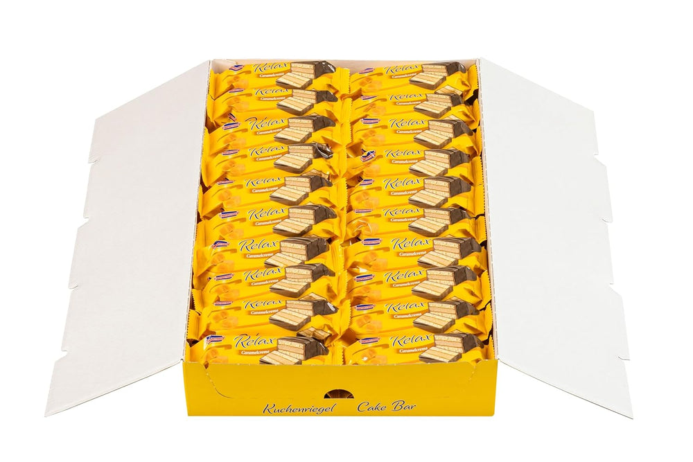 KuchenMeister Relax Kakaokuchenriegel 32g | Schokoladen-Biskuitkuchen | Zarte Füllung mit Kakaocreme | Dunkle Schokolade knusprig | Perfekter Snack für zwischendurch | 1 x Riegel 32g