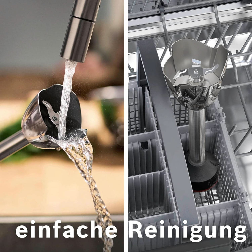 Bosch Stabmixer Ergomaster Serie 6 MSM6M623, 10 Jahre Motorgarantie, Edelstahl-Klingen, Verschleiãÿfreie Keramik-Kupplung, Luftkühlung, Zerkleinerer, Kartoffelstampfer, Schneebesen, 1000 W, Edelstahl Bucatarie Naty Shop