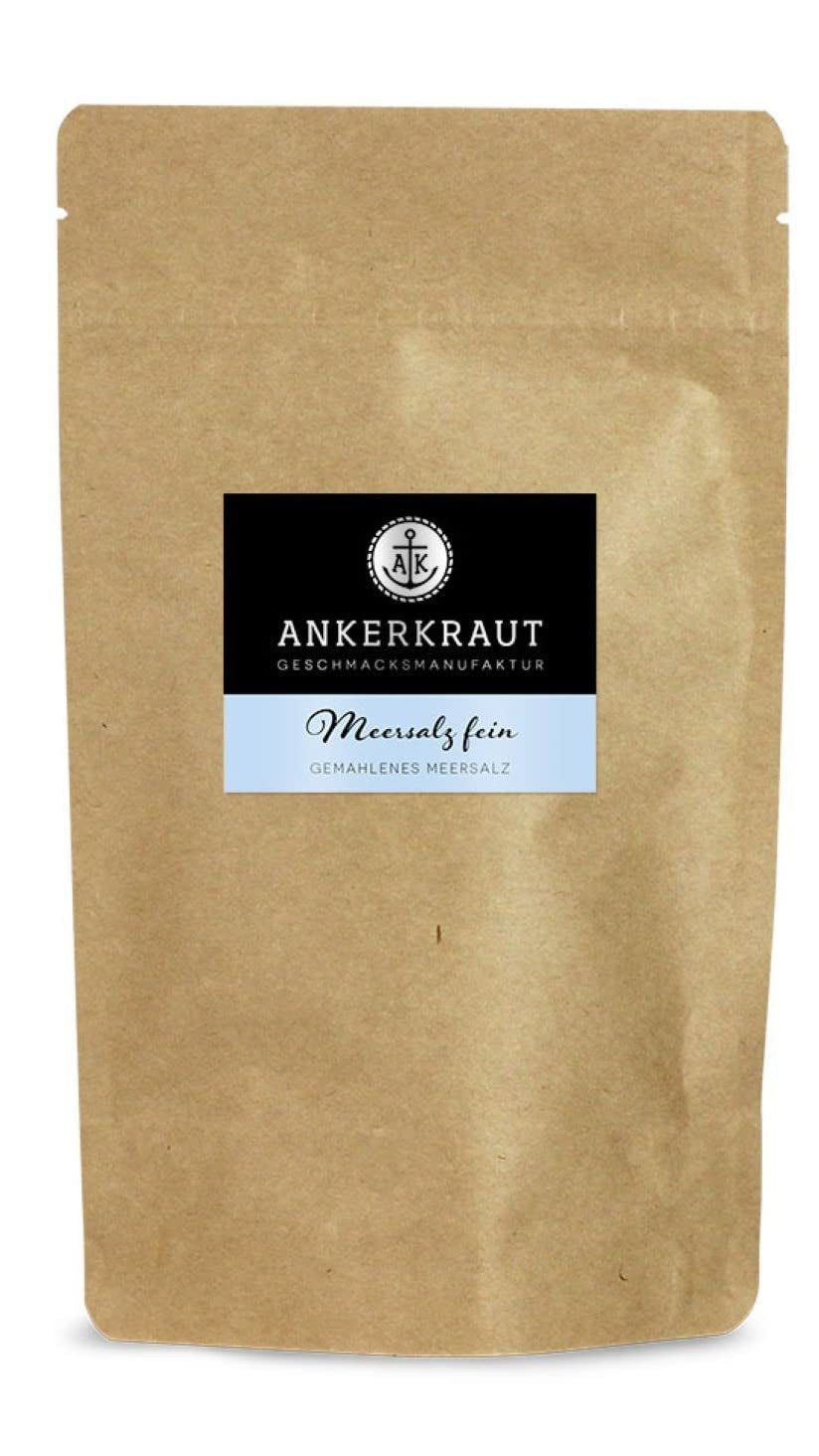 Ankerkraut Meersalz fein, reines Salz zum Kochen und Würzen, 170g im Korkenglas