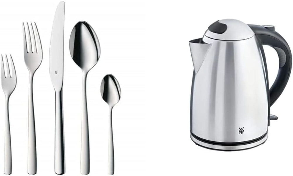 WMF Boston, set de tacâmuri, 30 piese, oțel inoxidabil pentru 6 persoane Bucatarie Naty Shop Set + Fierbator apa Stelio, 1.7 L Set compus