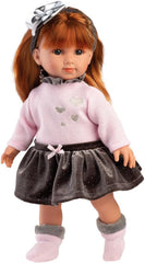 Llorens 1053551 Puppe Nicole, mit roten Haaren und blauen Augen, Modepuppe mit weichem Körper, inkl. trendiges Outfit und Hairreif, 35 cm