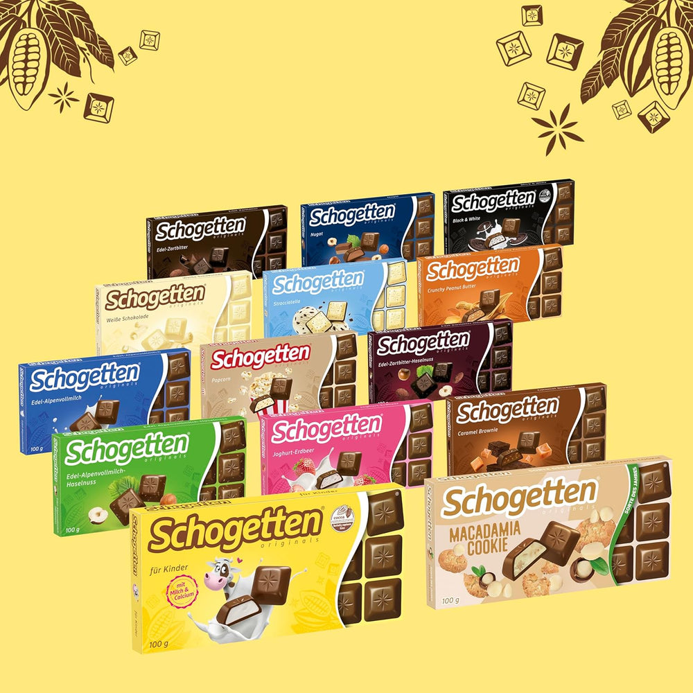 Schogetten für Kinder, Tafelschokolade 100g, Milchschokolade mit cremiger Milchfüllung, praktisch portioniert. Eine Delikatesse. Stück für Stück.