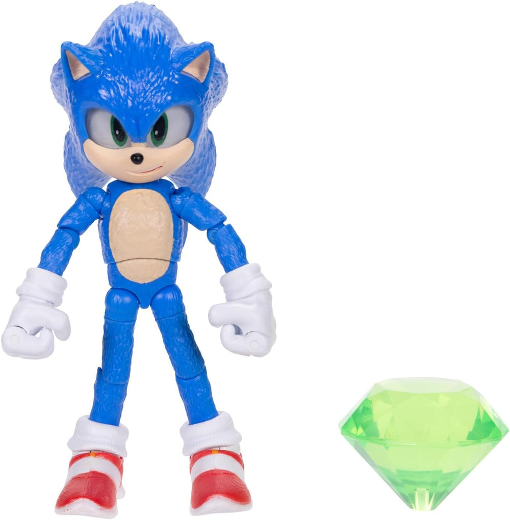 Sonic 3 Movie 12,7 cm Shadow Actionfiguren Naty Shop Sonic mit Emerald-Zubehör