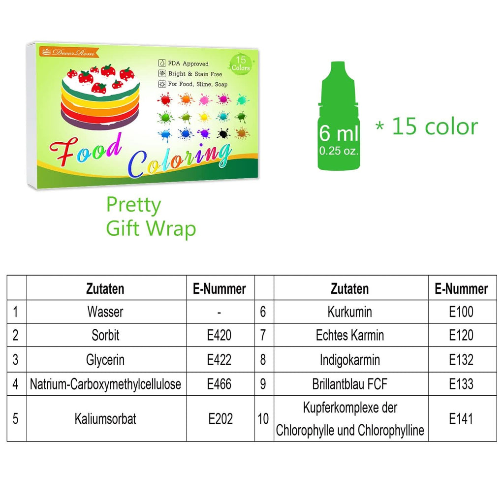 Set 15 coloranti alimentari lichizi, 6 ml fiecare culoare Naty Shop