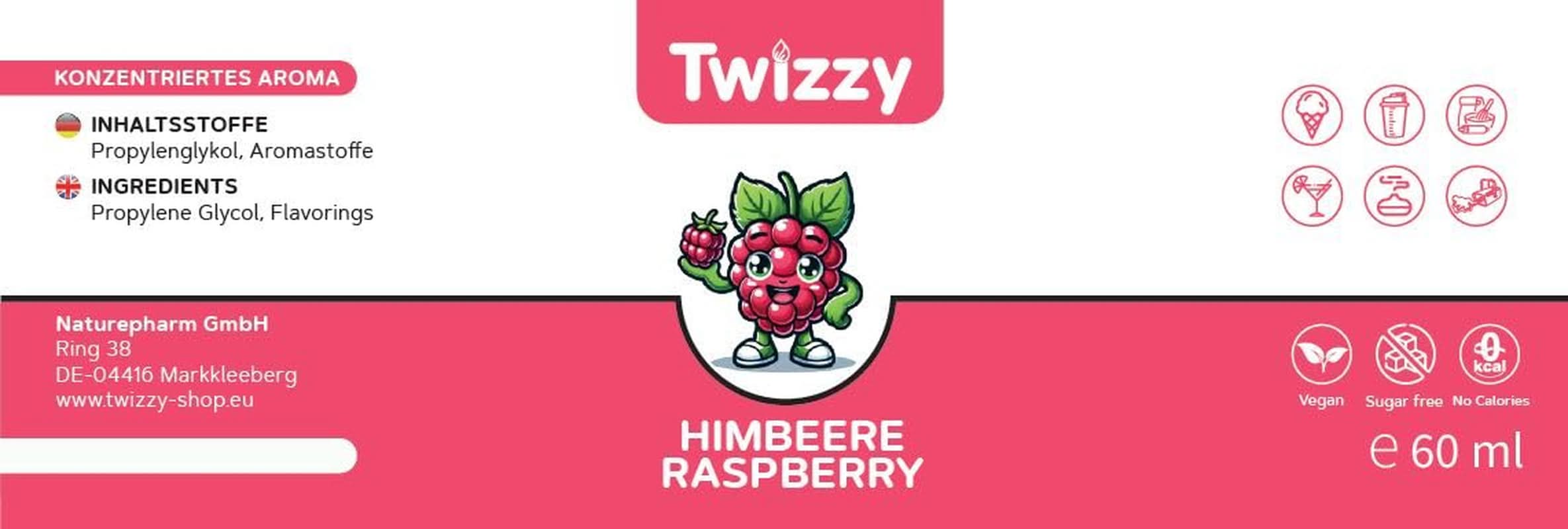 Twizzy, intensiver Himbeergeschmack, 60 Milliliter Arome Naty Shop