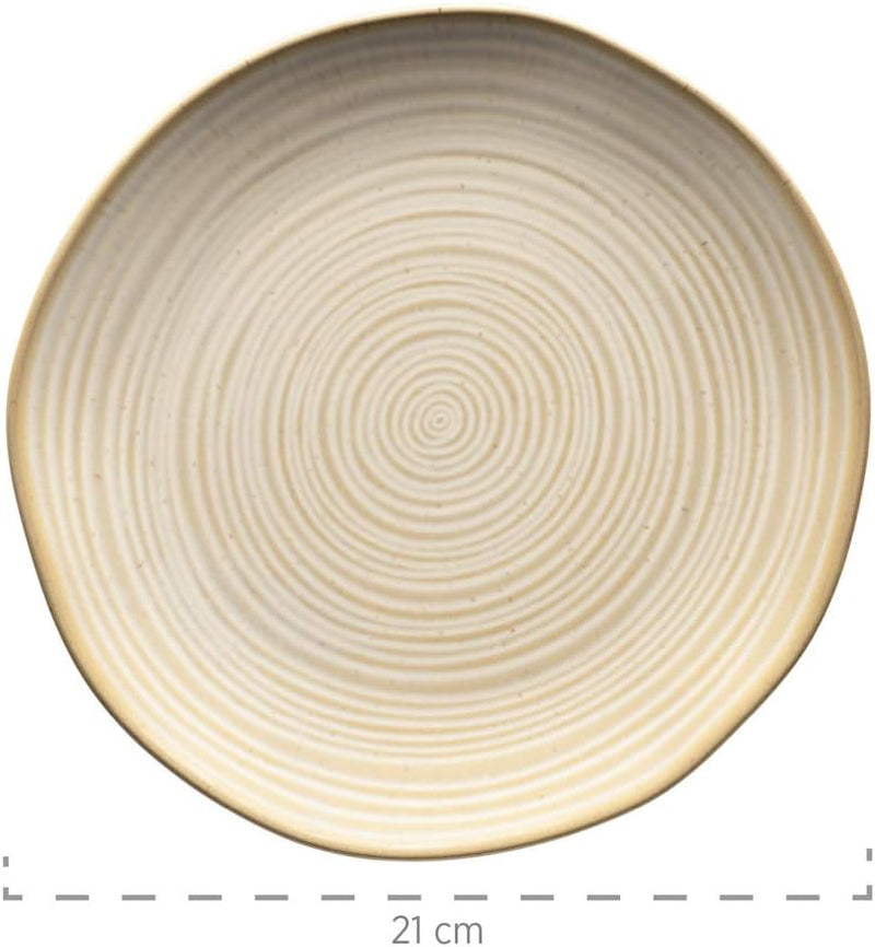 MÄSER 931818 Serie Nottingham Vintage Geschirr-Set Für 4 Personen, 12-Teiliges Frühstücksservice Mit Unregelmäßig Runden Formen Im Retro Look, Steinzeug, Beige Seturi vesela masa Naty Shop