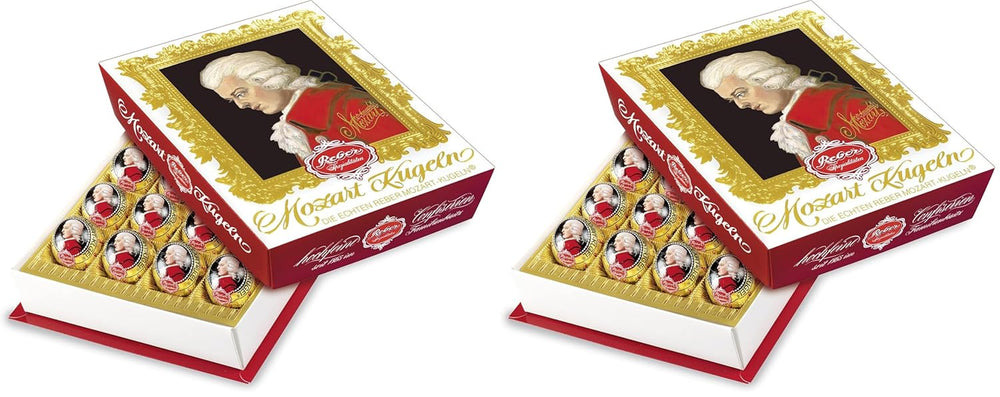 Reber Mozartkugeln mit Zartbitterschokolade, 6er Pack mit Marzipan und Nougat, vegan – 1 x 120 g