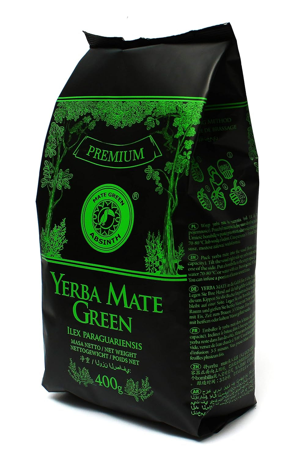 , Ceai Mate „Absint” 400 G Cu mentă, fructe de fenicul, iarbă de pelin | Ceai Mate brazilian de cea mai înaltă calitate, 1 bucată (pachet de 1)