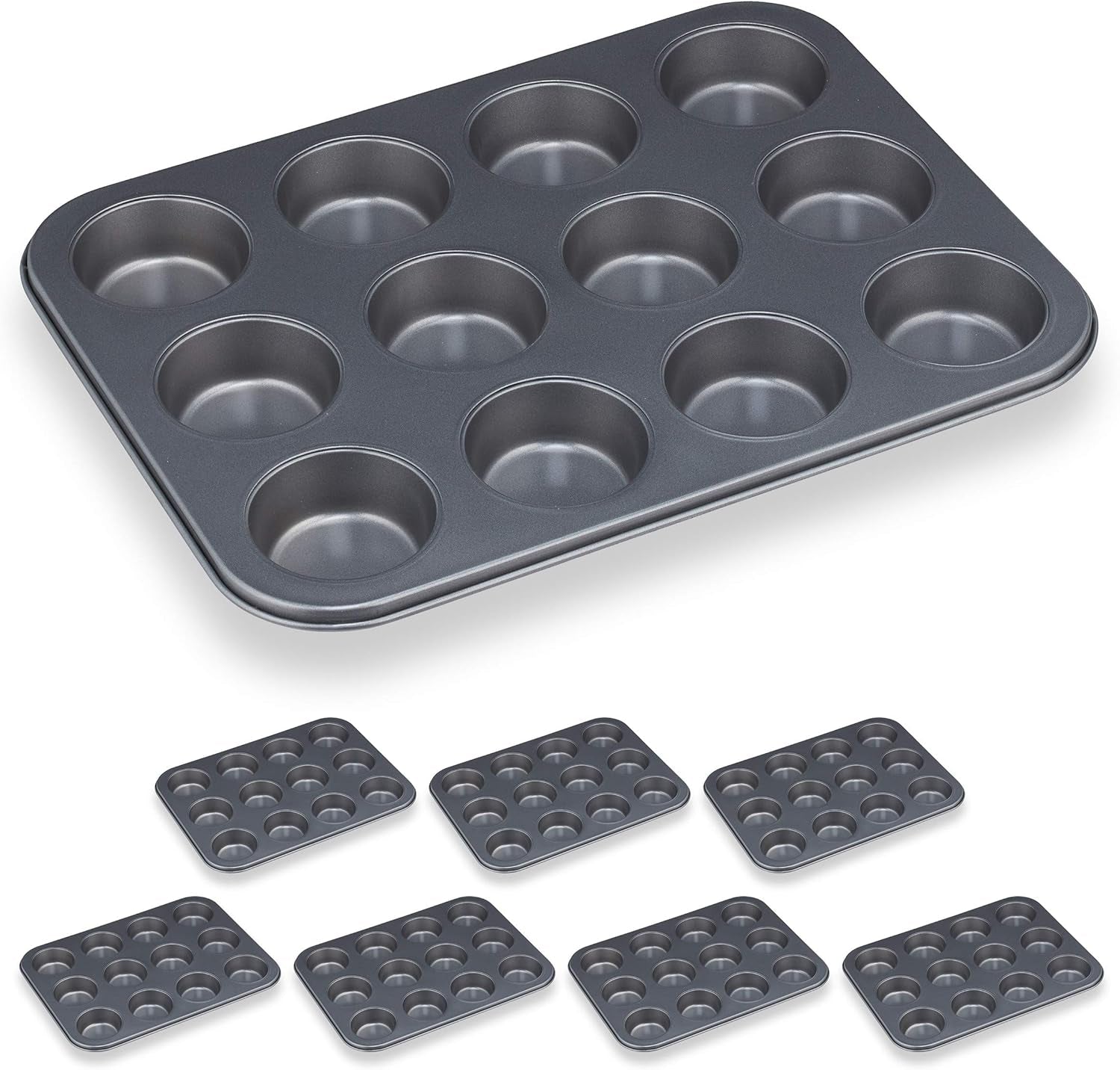 Relaxdays Muffinform, 2Er Set, 12Er Muffinbleche, Antihaftbeschichte, Carbonstahl, Muffins & Cupcakes, Ø 6,5 cm, Weizen, 10030825 Formen und Backbleche Naty Shop 2