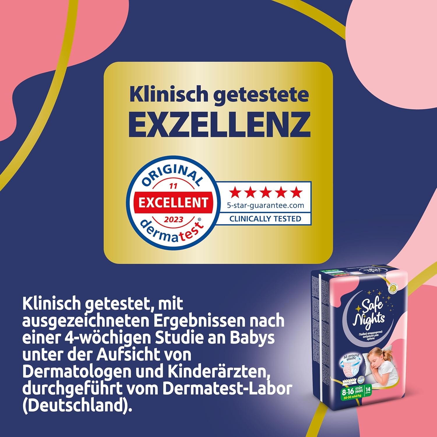 Safe Nights Girl, saugfähige Nachtwäsche für Mädchen von 8–16 Jahren (30–50 kg), 14er-Pack