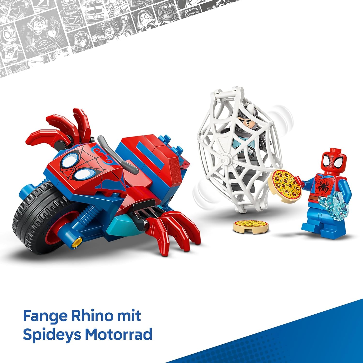 LEGO ǀ Marvel Spidey und Seine Super-Freunde Spidey auf Motorrad vs. Rhino – Superhelden-Spielzeug mit Motorrad und 2 Minifiguren – Geschenk für Jungen ab 4 Jahren und Fans der Serie – 11206