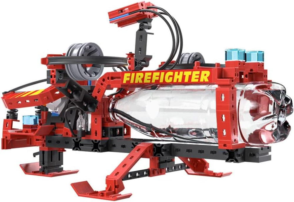 fischertechnik 564069 Advanced Firefighter – Bausatz für Kinder ab 7 Jahre, Experimentierbaukasten mit Feuerwehrauto & Spritzfunktion, fördert technisches Verständnis, Schwarz, Mittel
