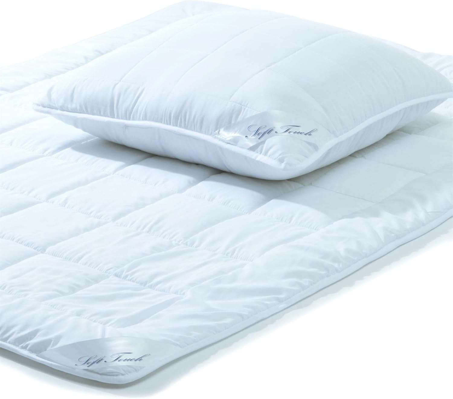 Aqua-Textil Soft-Touch-Set für Kinder, Bettdecke 100 x 135 cm, 250 g und 350 g, mit Kissen 40 x 60 cm, 150 g, Bettdecke 4 Jahreszeiten, Klimakontrolle, Öko-Tex, Steppdecken und Steppdecken, Naty Shop 155 x 220 cm + 1 x 80 x 80 cm, das ganze Jahr über