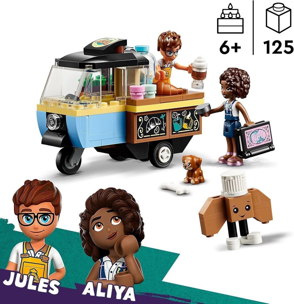 LEGO Friends Rolling Café Kleines Backspielzeug für Kinder, Geschenk für Mädchen und Jungen ab 6 Jahren, Lernspielzeug mit Aliya, Jules und Aira dem Hund 42606 Bausets Beuche den LEGO-Store