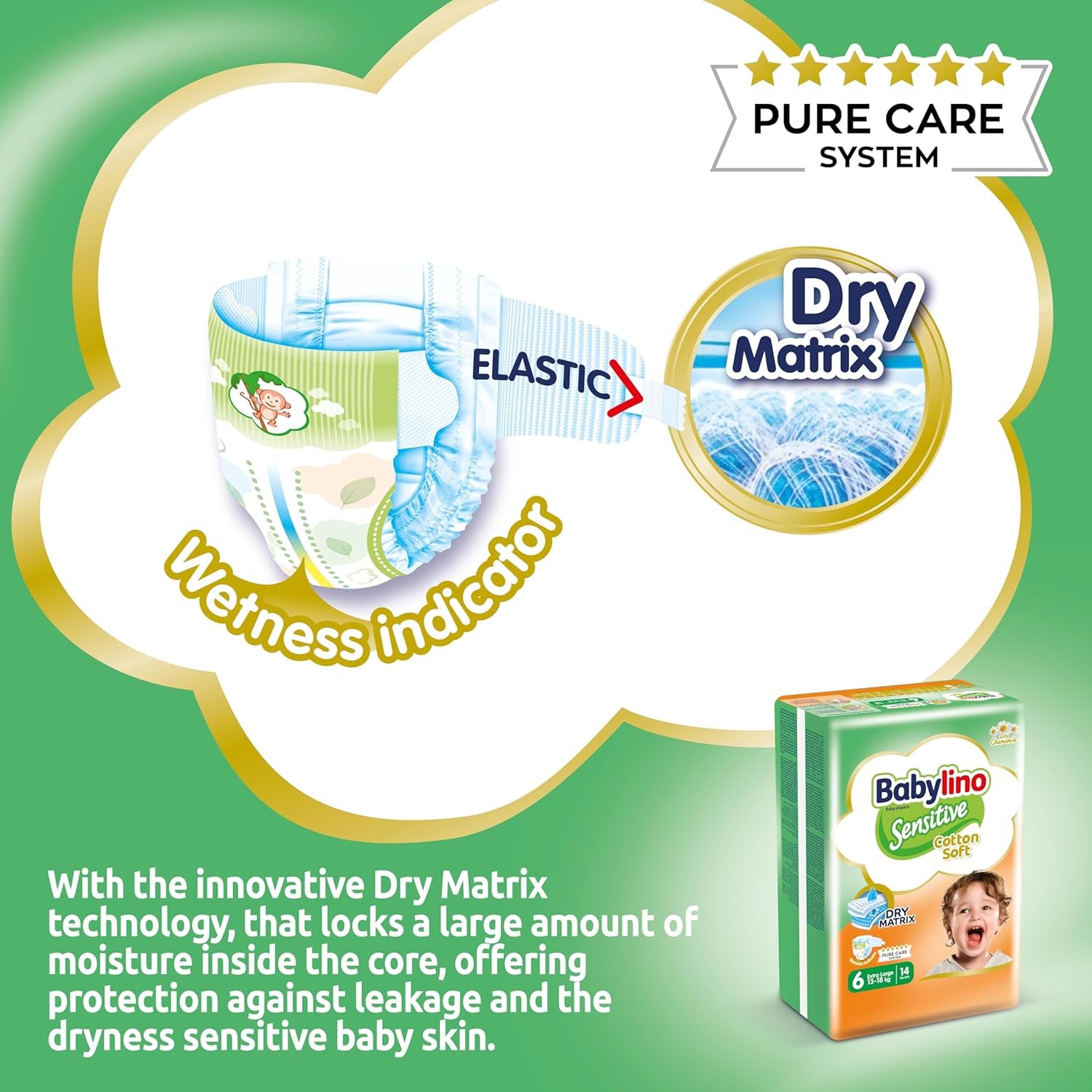 Windeln für empfindliche Babys, Größe 6, extra groß (13-18 kg), 114 Windeln