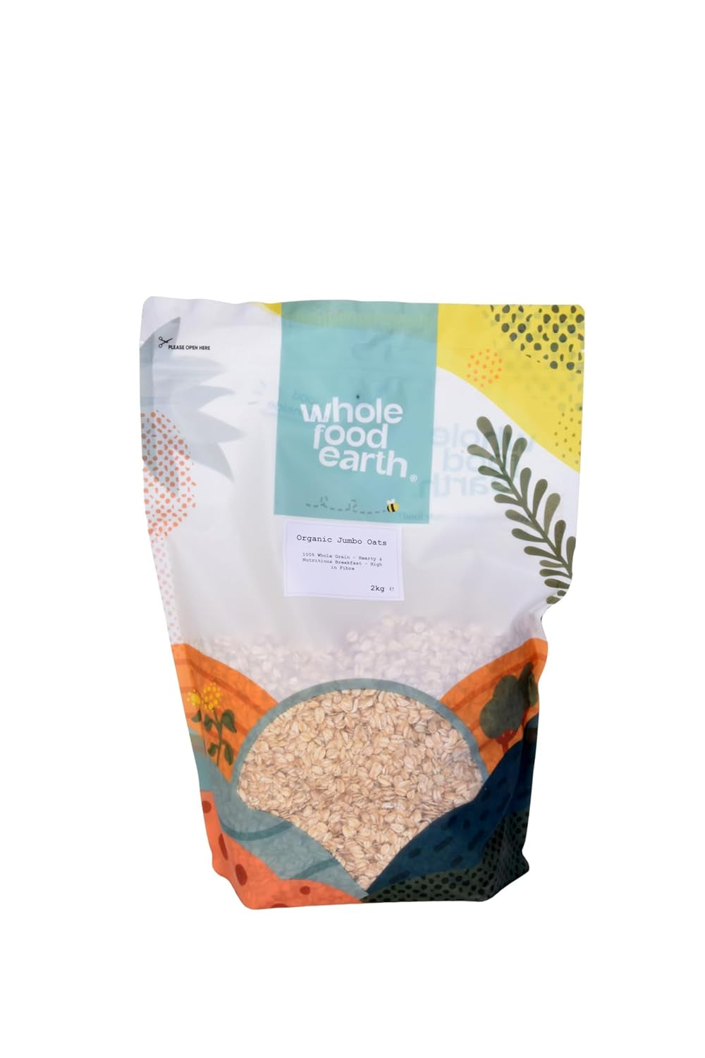 Wholefood Earth Bio-Jumbo-Haferflocken, glutenfrei – 3 kg | GVO-frei | Vegan | Reich an Ballaststoffen | Bio-zertifiziert