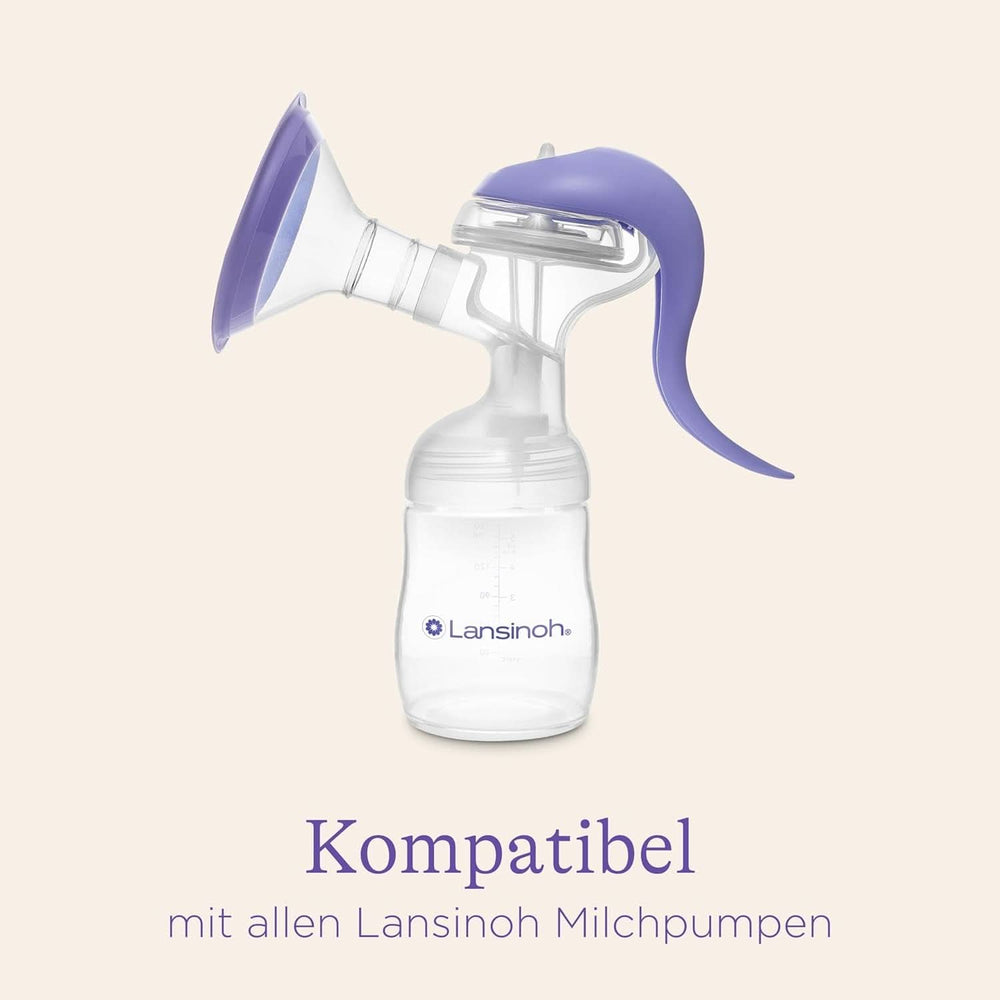 Lansinoh Muttermilchflaschen, 4 X 160 ml – Zur sicheren Muttermilch-Ausstellung – Neues kompaktes Design für verbesserte Stabilität – mit stapelbarem Deckel